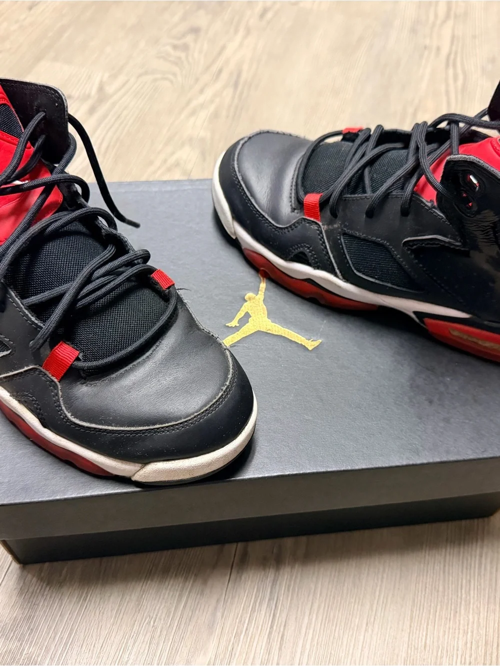 Jordan Kids Black and Red High-Top Sneakers